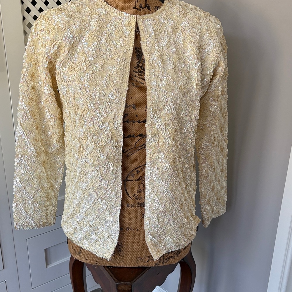 Elegant Cream Sequin Jacket